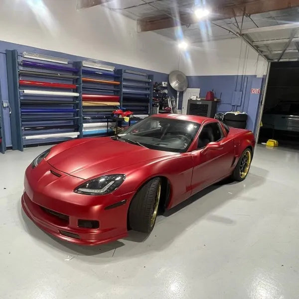 Quality Matte Metallic Red Car Vinyl Wrap  For Sale |