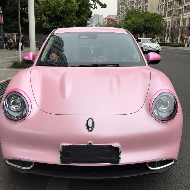 Matte Pure Metal Cherry Pink Car Vinyl Wrap