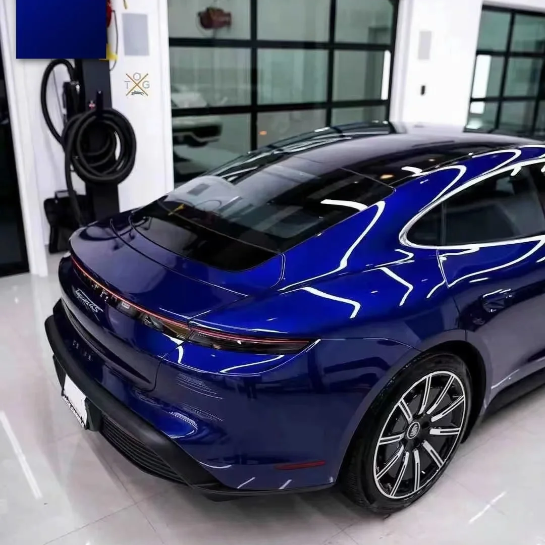 Porsche BMW Gloss PET Gentian Blue Car Vinyl Wrap