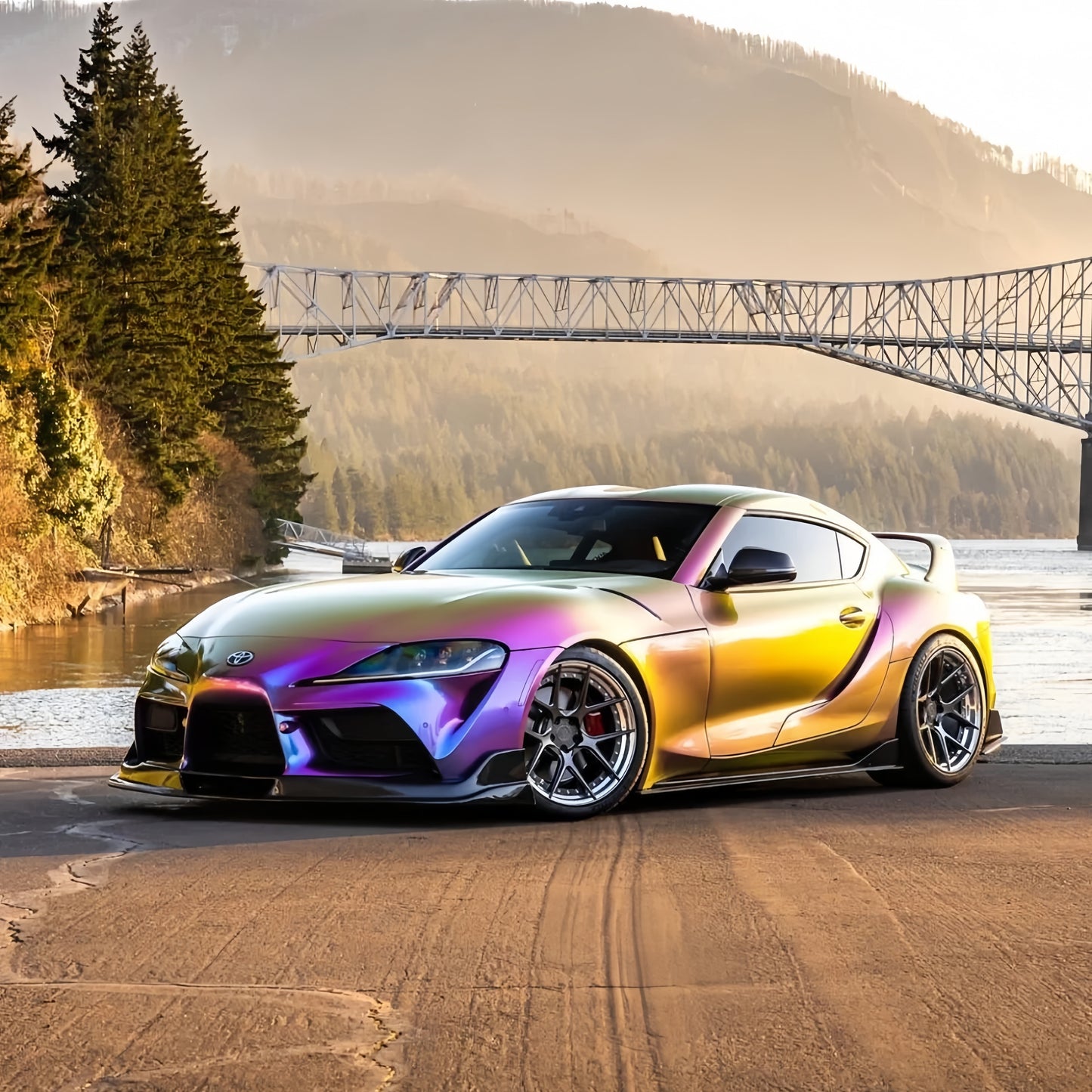 PET Gloss Shifting Green Purple Car Vinyl Wrap