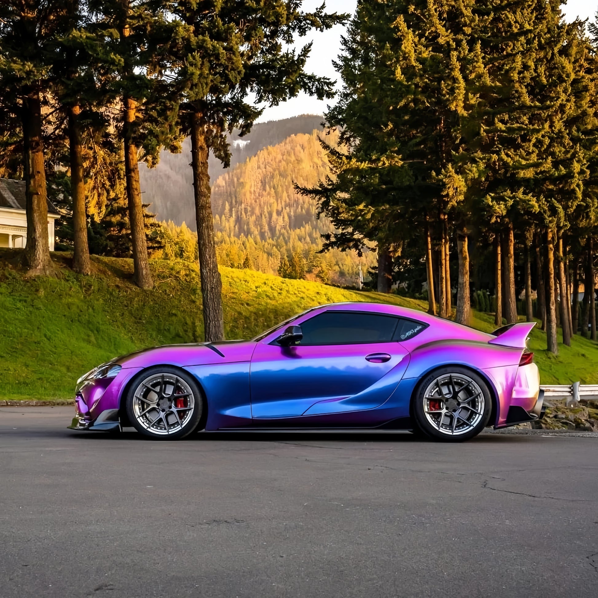 PET Gloss Shifting Green Purple Car Vinyl Wrap