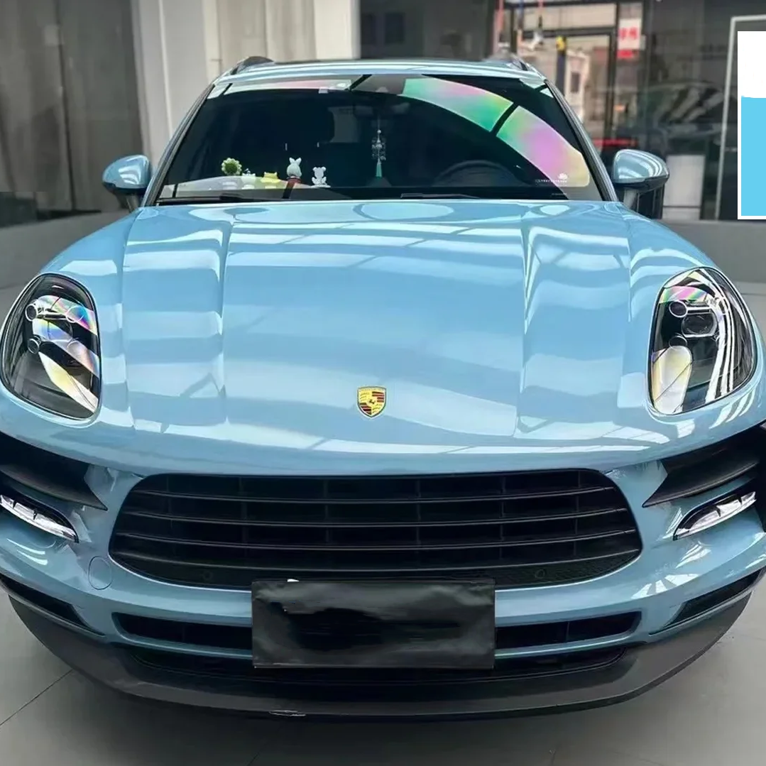 Porsche Bentley Gloss PET Ice Blue Car Vinyl Wrap