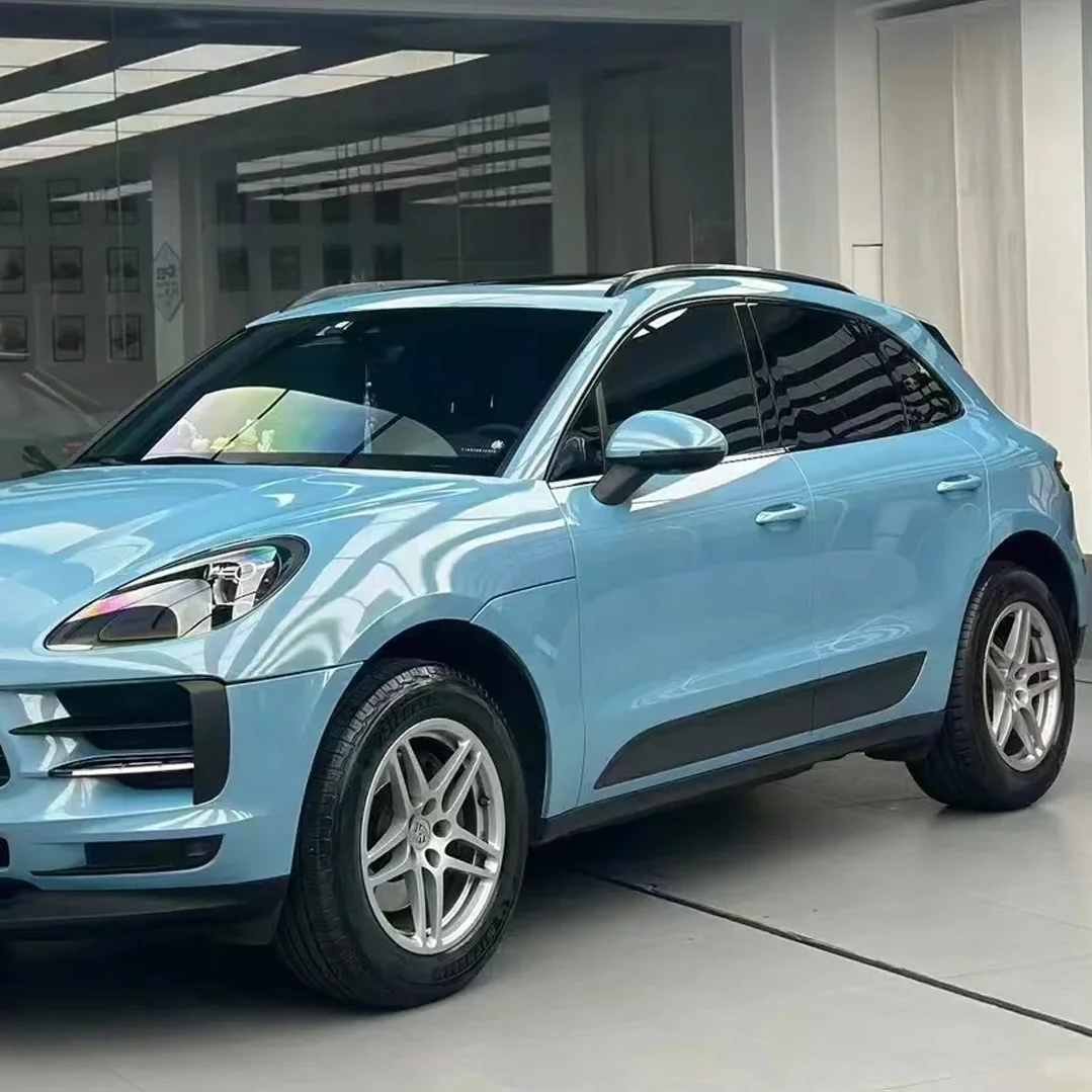 Porsche Bentley Gloss PET Ice Blue Car Vinyl Wrap