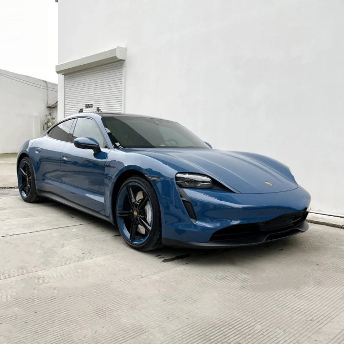 Quality Porsche Gloss Neptune Blue Car Vinyl Wrap  For Sale |