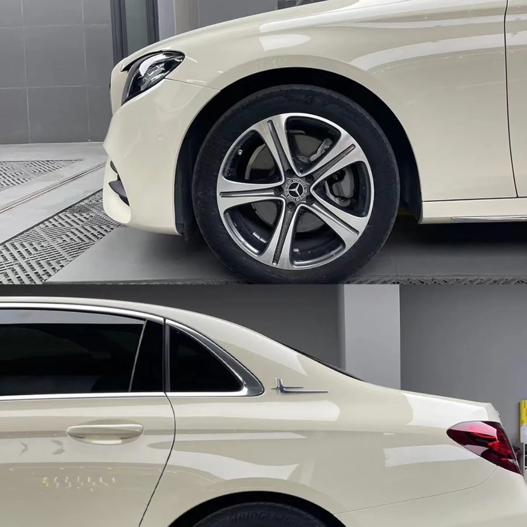 Tesla Benz Gloss Pepper Coopers White Car Vinyl Wrap