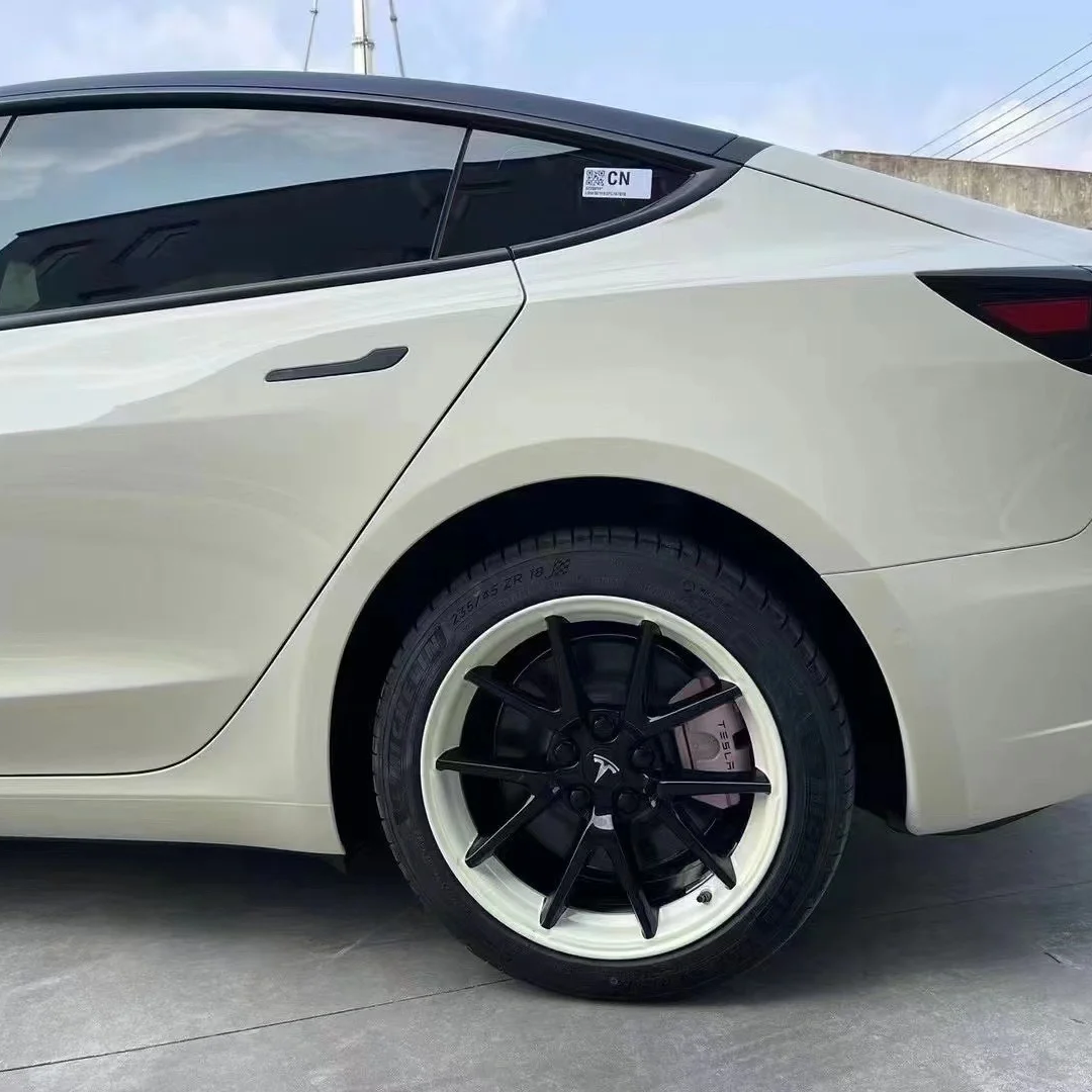 Tesla Benz Gloss Pepper Coopers White Car Vinyl Wrap