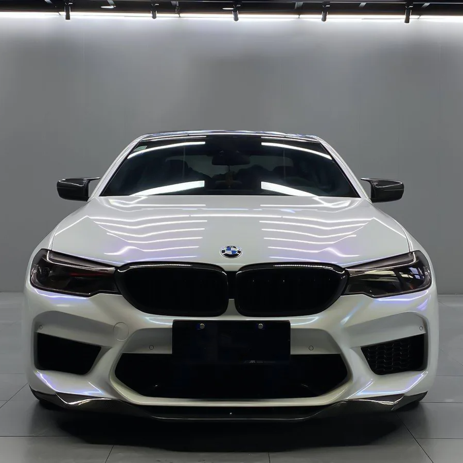 Tesla BMW Gloss PET Diamond Blue White Car Vinyl Wrap