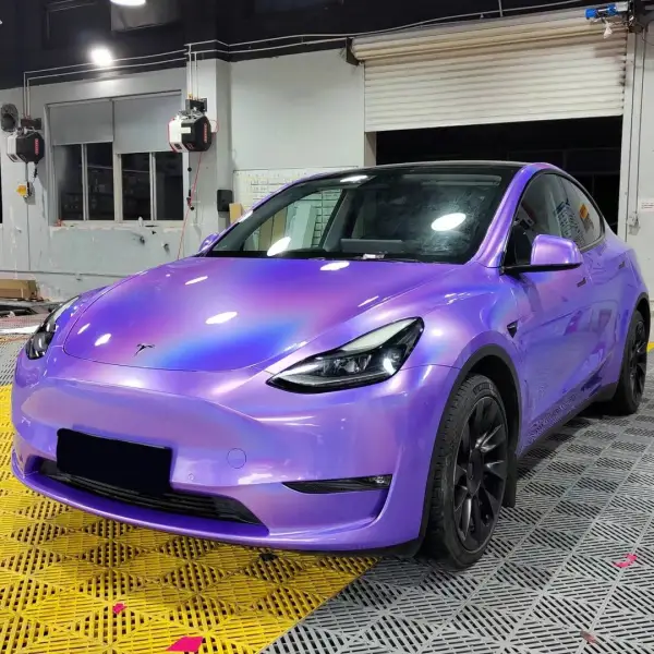 Glossy Laser Light Purple Car Vinyl Wrap