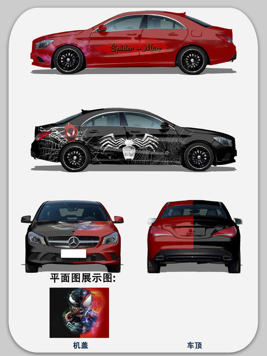 Quality Venom Spider-Man Customized Car Vinyl Wrap  For Sale |