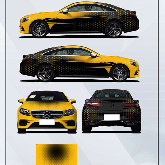 Quality Yellow Mercedes Customized Car Vinyl Wrap  For Sale |